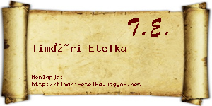 Timári Etelka névjegykártya