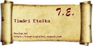 Timári Etelka névjegykártya